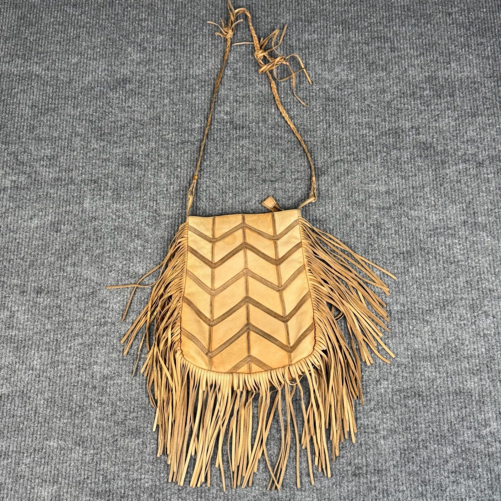 Cut n Paste Handbag Womens Tan Genuine Leather Fringe Crossbody Western Boho
